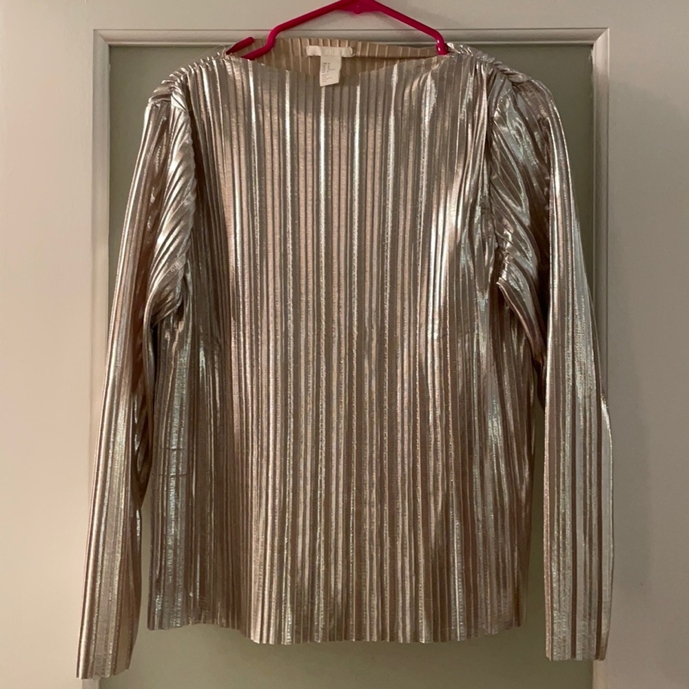 H&M Silver Shimmer Long Sleeve Top